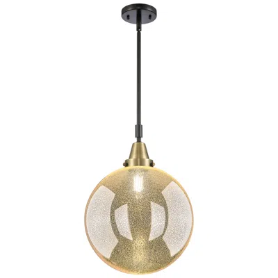 Innovations Lighting Caden Beacon 12"w Black Brass Stem Mini Pendant W/ Mercury Shade