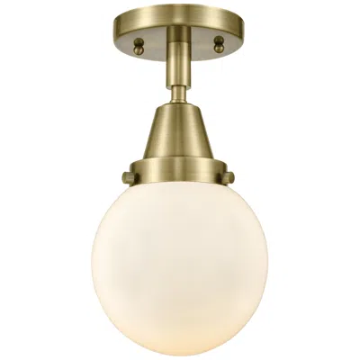Innovations Lighting Caden Beacon 6" Flush Mount - Antique Brass - Matte White Shade