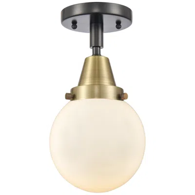 Innovations Lighting Caden Beacon 6" Flush Mount - Black Antique Brass - Matte White Shade