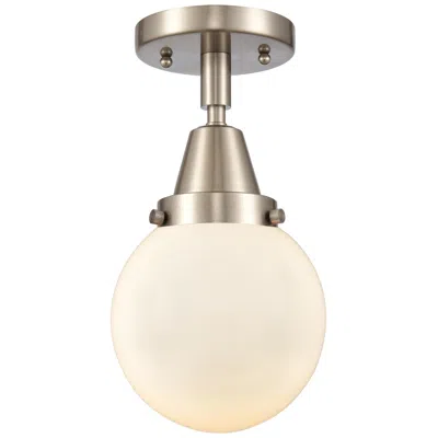 Innovations Lighting Caden Beacon 6" Flush Mount - Brushed Satin Nickel - Matte White Shade