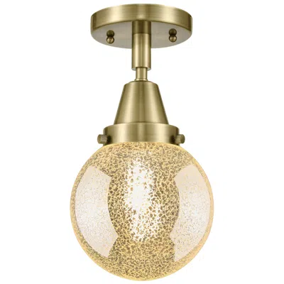 Innovations Lighting Caden Beacon 6" Wide Antique Brass Flush Mount With Mercury Shade