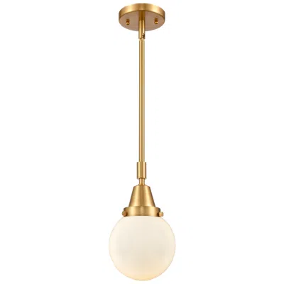 Innovations Lighting Caden Beacon 6" Wide Satin Gold Stem Hung Mini Pendant W/ Matte White
