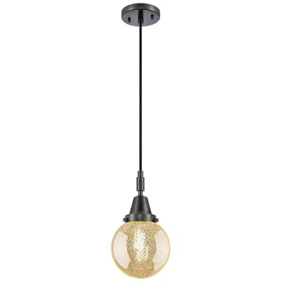 Innovations Lighting Caden Beacon 6"w Matte Black Cord Hung Mini Pendant With Mercury Shade In Gold