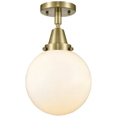 Innovations Lighting Caden Beacon 8" Led Flush Mount - Antique Brass - Matte White Shade
