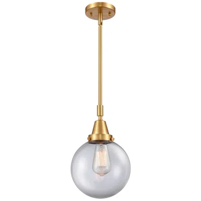 Innovations Lighting Caden Beacon 8" Wide Satin Gold Stem Hung Mini Pendant W/ Clear Shade