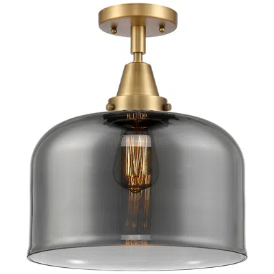 Innovations Lighting Caden Bell 12" Flush Mount - Brushed Brass - Plated Smoke Shade