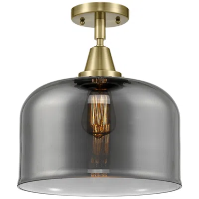 Innovations Lighting Caden Bell 12" Led Flush Mount - Antique Brass - Plated Smoke Shade