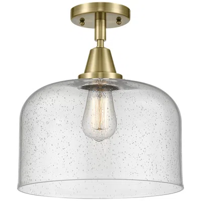 Innovations Lighting Caden Bell 12" Led Flush Mount - Antique Brass - Seedy Shade