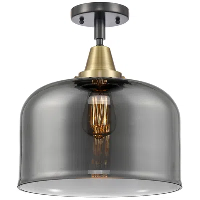 Innovations Lighting Caden Bell 12" Led Flush Mount - Black Antique Brass - Plated Smoke Sh