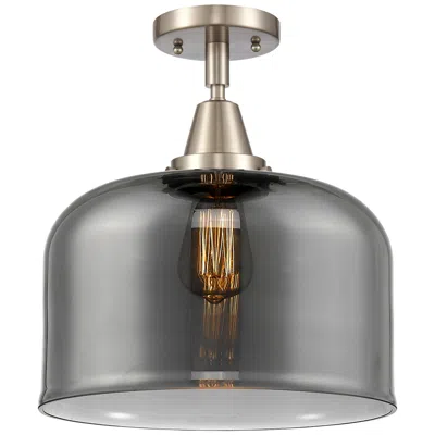 Innovations Lighting Caden Bell 12" Led Flush Mount - Brushed Satin Nickel - Plated Smoke S