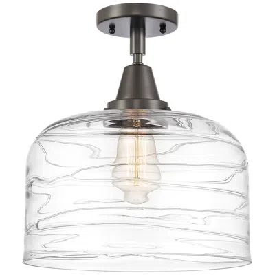 Innovations Lighting Caden Bell 12" Flush Mount - Oil Rubbed Bronze - Clear Deco Swirl Shad In White