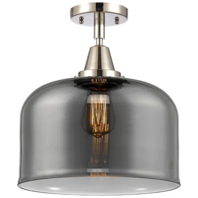 Innovations Lighting Caden Bell 12" Led Flush Mount - Polished Nickel - Plated Smoke Shade In Gray