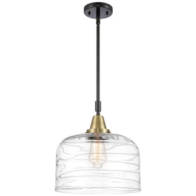 Innovations Lighting Caden Bell 12" Wide Black Brass Stem Hung Mini Pendant W/ Deco Swirl S
