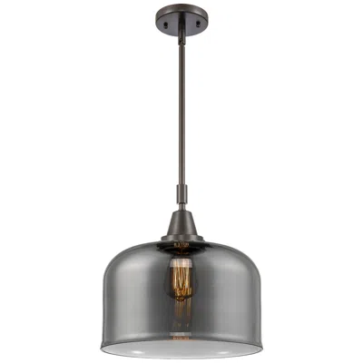 Innovations Lighting Caden Bell 12" Wide Bronze Stem Hung Mini Pendant W/ Plated Smoke Shad
