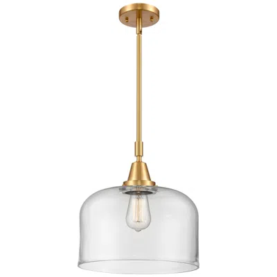 Innovations Lighting Caden Bell 12" Wide Satin Gold Stem Hung Mini Pendant W/ Clear Shade
