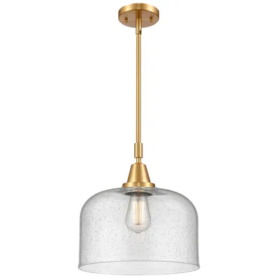 Innovations Lighting Caden Bell 12" Wide Satin Gold Stem Hung Mini Pendant W/ Seedy Shade