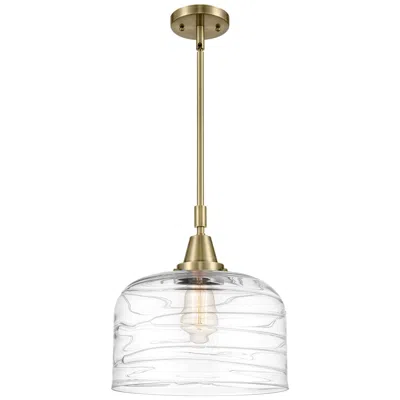 Innovations Lighting Caden Bell 12"w Antique Brass Stem Hung Mini Pendant W/ Deco Swirl Sha
