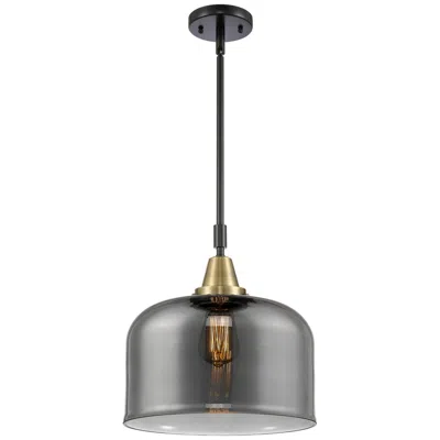 Innovations Lighting Caden Bell 12"w Black Brass Stem Hung Mini Pendant W/ Plated Smoke Sha