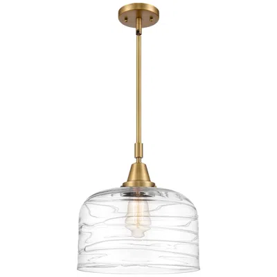 Innovations Lighting Caden Bell 12"w Brushed Brass Stem Hung Mini Pendant W/ Deco Swirl Sha
