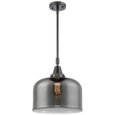 Innovations Lighting Caden Bell 12"w Matte Black Stem Hung Mini Pendant W/ Plated Smoke Sha