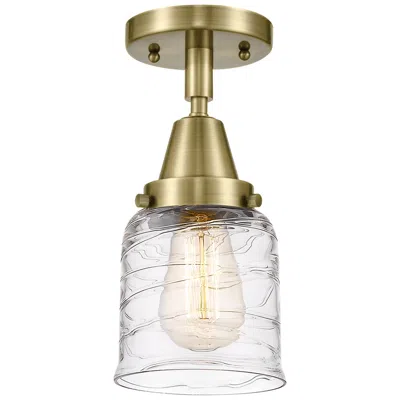 Innovations Lighting Caden Bell 5" Flush Mount - Antique Brass - Deco Swirl Shade