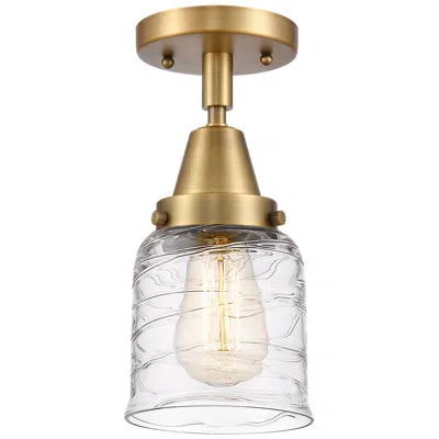 Innovations Lighting Caden Bell 5" Flush Mount - Brushed Brass - Deco Swirl Shade