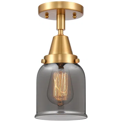 Innovations Lighting Caden Bell 5" Flush Mount - Satin Gold - Plated Smoke Shade