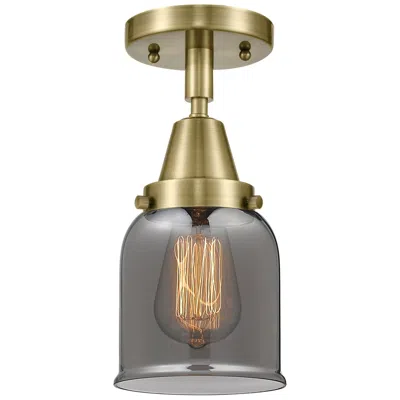 Innovations Lighting Caden Bell 5" Led Flush Mount - Antique Brass - Plated Smoke Shade