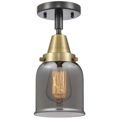 Innovations Lighting Caden Bell 5" Led Flush Mount - Black Antique Brass - Plated Smoke Sha
