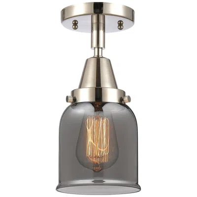 Innovations Lighting Caden Bell 5" Led Flush Mount - Polished Nickel - Plated Smoke Shade In Silver