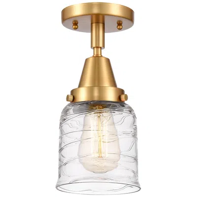 Innovations Lighting Caden Bell 5" Led Flush Mount - Satin Gold - Deco Swirl Shade