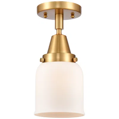 Innovations Lighting Caden Bell 5" Led Flush Mount - Satin Gold - Matte White Shade