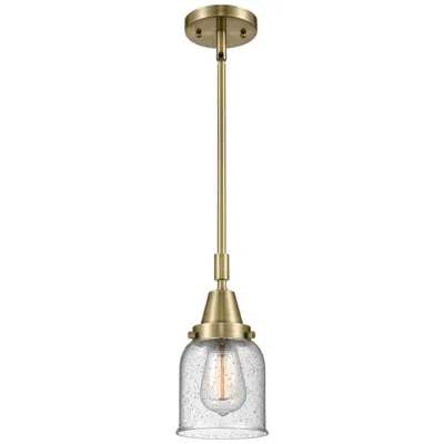 Innovations Lighting Caden Bell 5" Wide Antique Brass Stem Hung Mini Pendant W/ Seedy Shade
