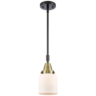 Innovations Lighting Caden Bell 5" Wide Black Brass Stem Hung Mini Pendant W/ Matte White S