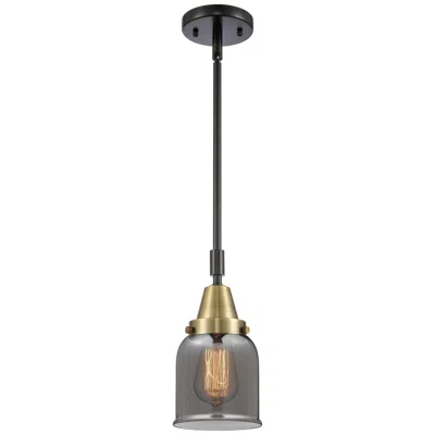 Innovations Lighting Caden Bell 5" Wide Black Brass Stem Hung Mini Pendant W/ Plated Smoke
