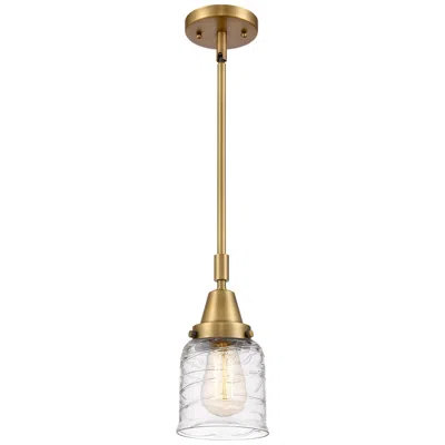 Innovations Lighting Caden Bell 5" Wide Brushed Brass Stem Hung Mini Pendant W/ Deco Swirl