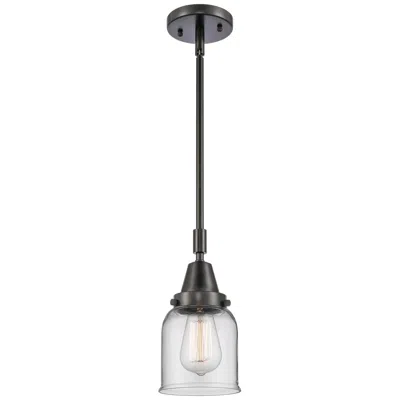 Innovations Lighting Caden Bell 5" Wide Matte Black Stem Hung Mini Pendant W/ Clear Shade