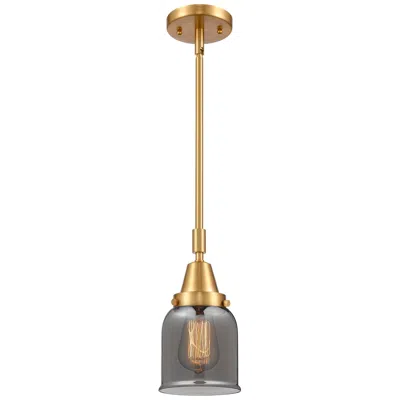 Innovations Lighting Caden Bell 5" Wide Satin Gold Stem Hung Mini Pendant W/ Plated Smoke S