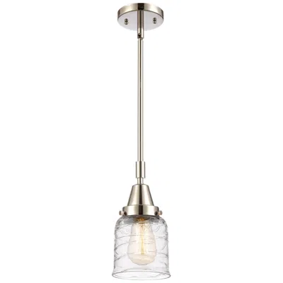 Innovations Lighting Caden Bell 5"w Polished Nickel Stem Hung Mini Pendant W/ Deco Swirl Sh