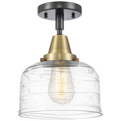 Innovations Lighting Caden Bell 8" Flush Mount - Black Antique Brass - Clear Deco Swirl Sha