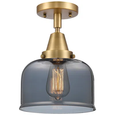 Innovations Lighting Caden Bell 8" Flush Mount - Brushed Brass - Plated Smoke Shade