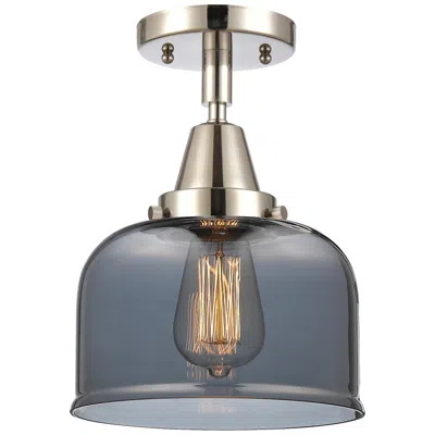 Innovations Lighting Caden Bell 8" Flush Mount - Polished Nickel - Plated Smoke Shade In Silver