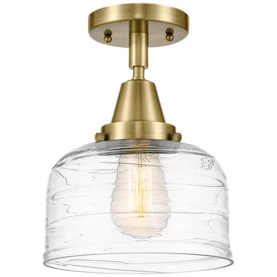 Innovations Lighting Caden Bell 8" Led Flush Mount - Antique Brass - Clear Deco Swirl Shade
