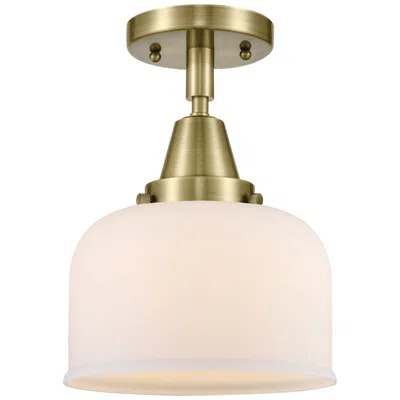 Innovations Lighting Caden Bell 8" Led Flush Mount - Antique Brass - Matte White Shade