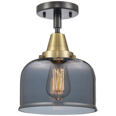 Innovations Lighting Caden Bell 8" Led Flush Mount - Black Antique Brass - Plated Smoke Sha