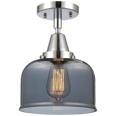 Innovations Lighting Caden Bell 8" Led Flush Mount - Polished Chrome - Plated Smoke Shade