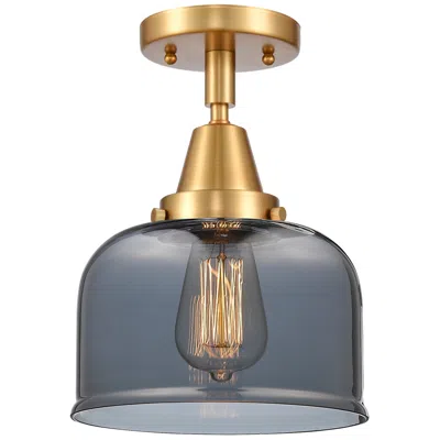 Innovations Lighting Caden Bell 8" Led Flush Mount - Satin Gold - Plated Smoke Shade