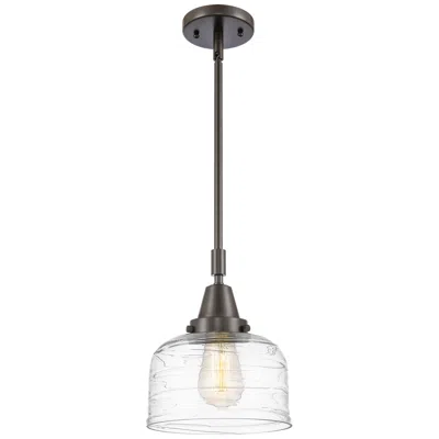 Innovations Lighting Caden Bell 8" Wide Bronze Stem Hung Mini Pendant W/ Deco Swirl Shade
