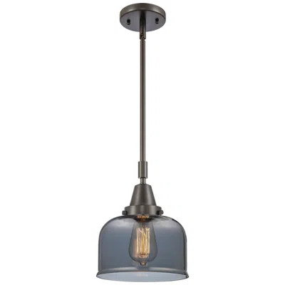 Innovations Lighting Caden Bell 8" Wide Bronze Stem Hung Mini Pendant W/ Plated Smoke Shade
