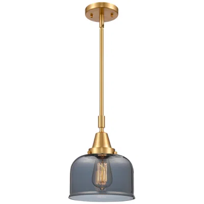 Innovations Lighting Caden Bell 8" Wide Satin Gold Stem Hung Mini Pendant W/ Plated Smoke S